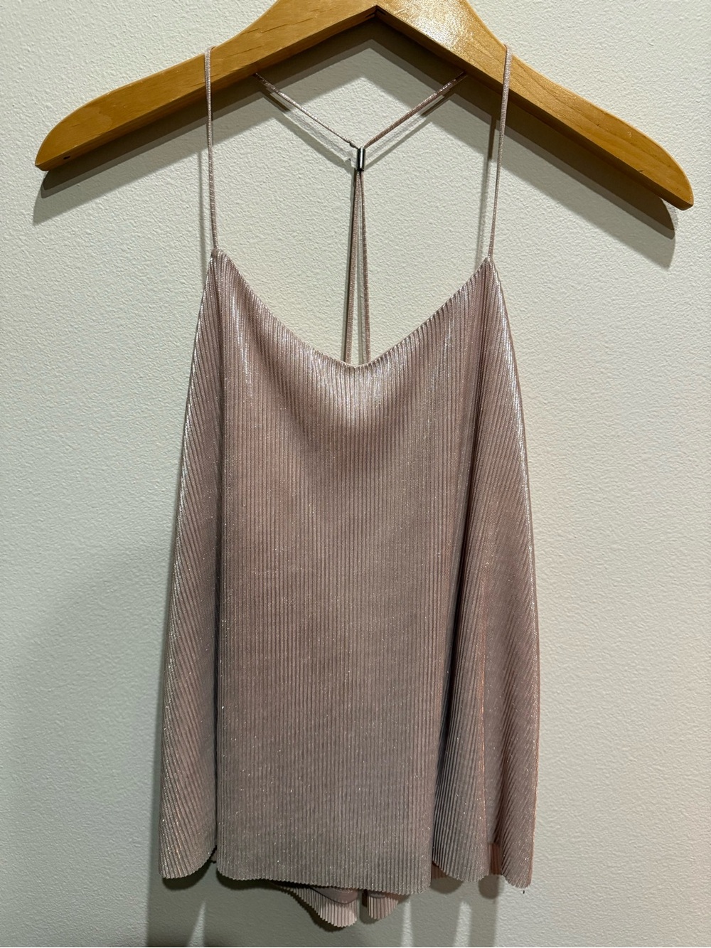 Express Champagne Blush Pink Ribbed Satin Cami
